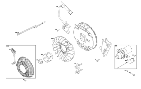 Flywheel, Ignition, And Starter Group Diagram and Parts List for 10V337-0038-F1 100000 - 19Z999 Briggs and Stratton Engine